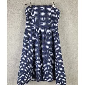 GAP Womens Blue White Strapless Polka Dots Linen Blend Dress Size 8